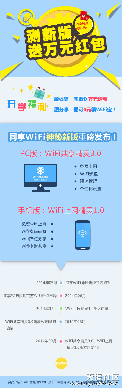 wifi神器手机版:测新版，送万元红包！【WiFi共享精灵3.0】